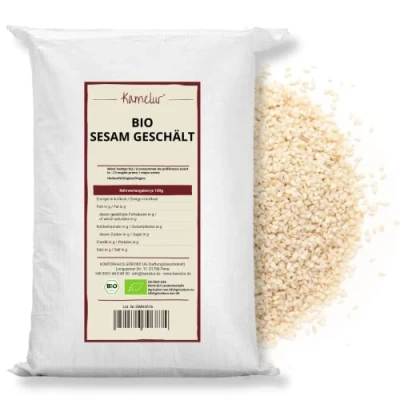 Abbildung von Kamelur Bio Sesam Geschält (25kg) Sesamsamen Nicht Geröstet Und Ohne Zusätze