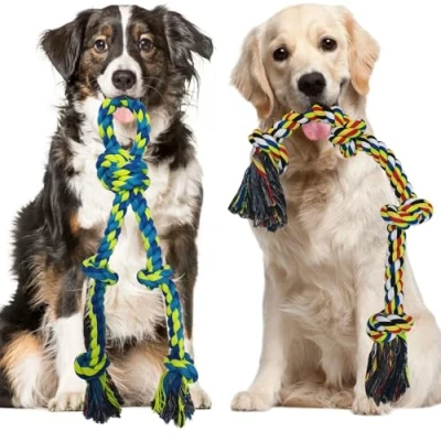 Abbildung von TUAHOO Hundespielzeug aus Seil für mittlere und große Rassen, unzerstörbares Kauspielzeug aggressive Kauer, 100 % Baumwolle, robustes Seil, zum Zerren, Langeweile, Ziehen,