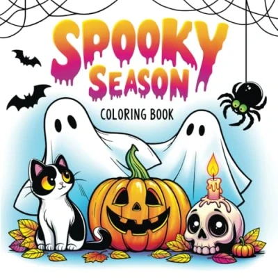 Abbildung von Spooky Season Coloring Book: Cute and Cozy Halloween Designs for Adults Teens Stress Free Relaxation with Vibes