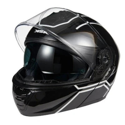 Abbildung von KSK LINERGLOW001 Klapphelm black/white klar lackiert S, 55 56 cm ECE 22.06 Winter, Sommer