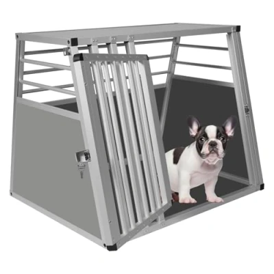 Abbildung von EUGAD Tiertransportbox, Hundetransportbox Alu Reisebox Autobox XL Silber
