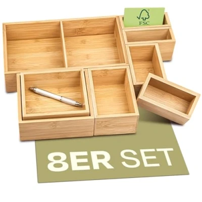 Abbildung von Praknu Schubladeneinsatz Küche Aufbewahrung Orga Schubladen Organizer Box (8 St), Platzsparendes Küchenzubehör Schubladenorganizer Einsatz