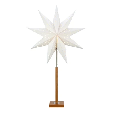 Abbildung von Standstern Solvalla mit Holzfuß, Höhe 100 cm, weiß