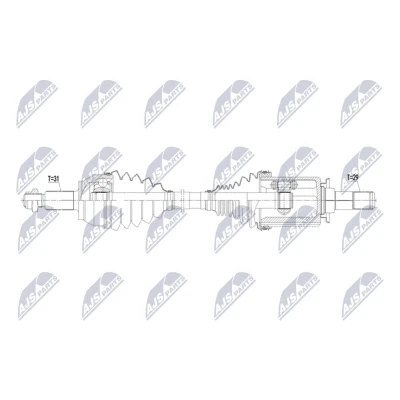 Abbildung von NTY NPW LR 048 Antriebswelle Vorderachse links 661mm Getriebeautomatik 8 Gang