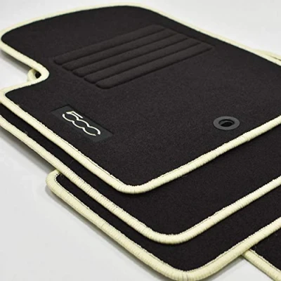 Abbildung von Velours Fußmatten geeignet für FIAT 500 und C Cabrio ab Bj.2007 2013 Crema