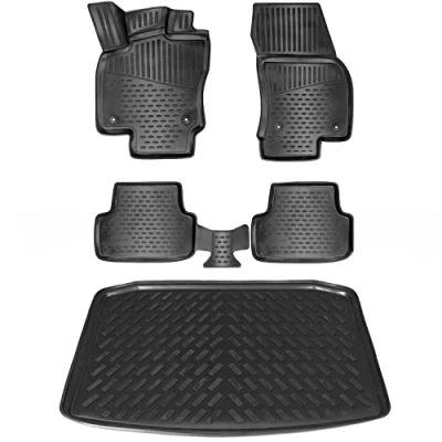 Abbildung von ELMASLINE Gummimatten &amp; Kofferraumwanne Set für VW TIGUAN II 2016 2024 Extra hoher 5cm Rand