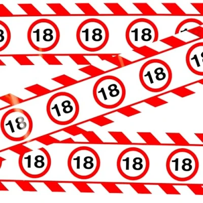 Abbildung von 18 Geburtstag Deko Absperrband Verkehrszeichen rot/weiß Originelle Dekoration für einen gelungenen 18. Junge oder Mädchen Tiwoca