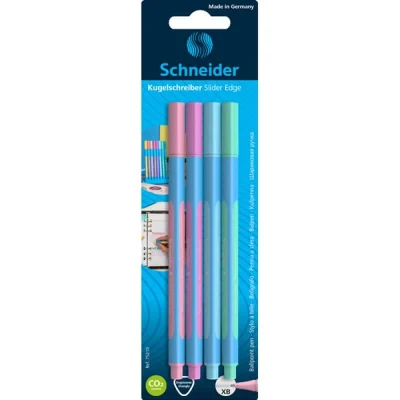 Abbildung von SCHNEIDER Slider Edge Stift, XB, 4 Stück, Blister, Farbmix Pastell, 1 Pck.