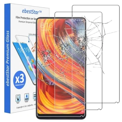 Abbildung von ebestStar kompatibel mit Xiaomi Mi Mix 2S Panzer Schutz Glas (x3 Stück) Schutzfolie, 9H gehärte Schutzglas, HD Displayschutz, Ultrabeständig