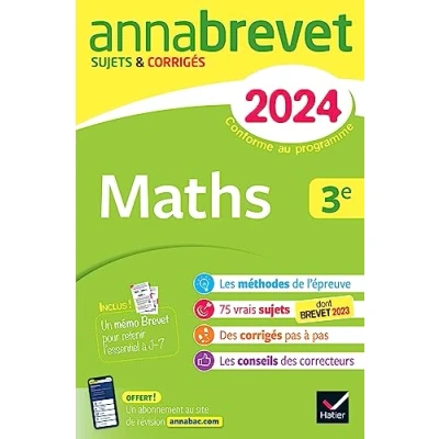 Abbildung von Annales du brevet Annabrevet 2024 Maths 3e: sujets corrigés &amp; méthodes