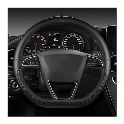 Abbildung von Lenkradbezug Für Seat Tarraco Arona Ateca Ibiza Toledo MII Leon Auto Lenkrad Abdeckung Autozubehör Innenraum (Farbe : D Black)