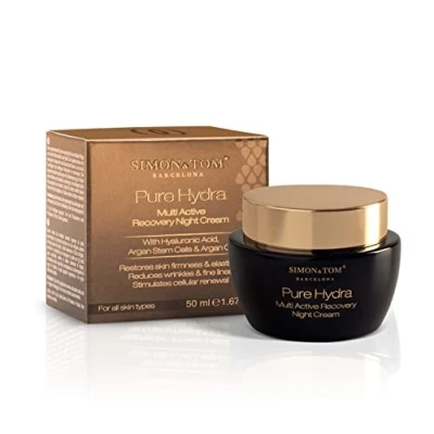 Abbildung von Simon&amp;Tom Pure Hydra Multi Active Recovery Nachtcreme 50ml Anti Aging Gesichtscreme Mit Hyaluronsäure Gegen Faltenbildung Bio Argan Stammzellen Feuchtigkeitsspendend Made in Spain