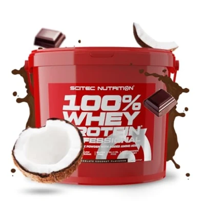 Abbildung von Scitec Nutrition 100% Whey Protein Professional Angereichert mit zusätzlichen Aminosäuren und Verdauungsenzymen Glutenfrei Palmölfrei, 5 kg, Schokolade Kokos