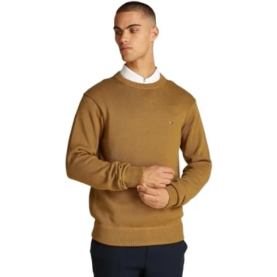 Abbildung von Tommy Hilfiger Chunky C NECK Strickpullover, Herren, Größe: Small, Country brown