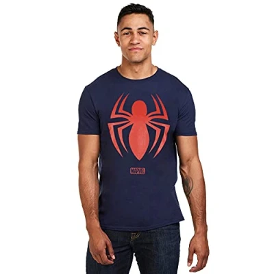 Abbildung von Marvel Herren Spiderman Logo T Shirt, Navy, L EU
