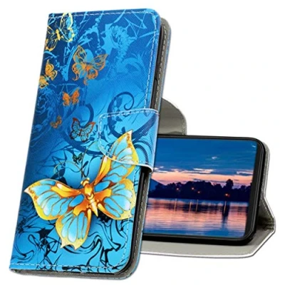 Abbildung von MRSTER Handyhülle für Samsung Galaxy A20e Hülle Leder Flip Schutzhülle Tasche Case mit Kartenfach Standfunktion Magnetverschluss A20e. XC1 Butterfly
