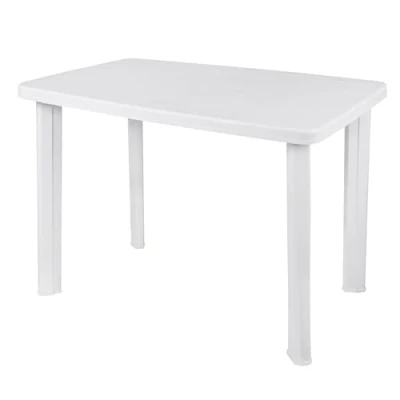 Abbildung von Spetebo Kunststoff Gartentisch 100 x 72 cm weiß Campingtisch rechteckig im klassischen Design Balkontisch Terrassentisch Oudoor Garten Tisch für den Außenbereich