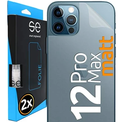Abbildung von smart engineered [2 Stück] Entspiegelte 3D Schutzfolien für die Rückseite kompatibel mit Apple iPhone 12 Pro Max, matt, selbstheilender Schutz vor Schmutz und Kratzern, Backcover, kein Schutzglas