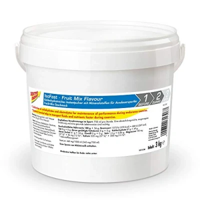 Abbildung von DEXTRO ENERGY ISO FAST FRUIT MIX (3kg Eimer) Hypotones Elektrolyt Pulver mit Natrium, Magnesium, Kalium und Chlorid zur schnellen Kohlenhydrat Mineralstoff Versorgung, Glutenfrei, Laktosefrei