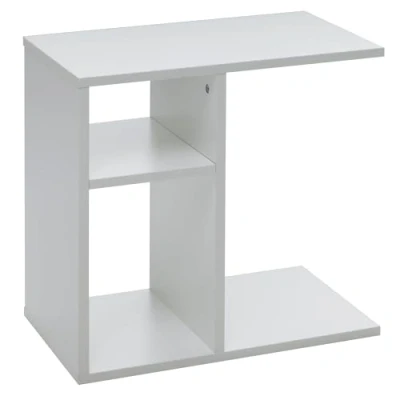 Abbildung von FINEBUY Beistelltisch SuVa11920_1 (50x50x30 cm Holz Weiß, Design Anstelltisch Sofa), Kleiner Wohnzimmertisch, Sofatisch Rechteckig