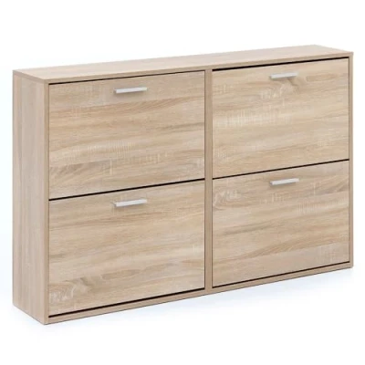 Abbildung von FineBuy Schuhkipper 120 x 81 24 cm mit 4 Klappen für bis zu Paar Schuhe, Flur Schuhschrank, Schuhkommode, Schuhregal
