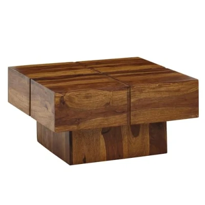 Abbildung von Wohnling Couchtisch 57,5x57,5x30 cm Sheesham Massivholz Sofatisch Quadratisch, Design Wohnzimmertisch Kaffeetisch Massiv, Kleiner Tisch Wohnzimmer Modern