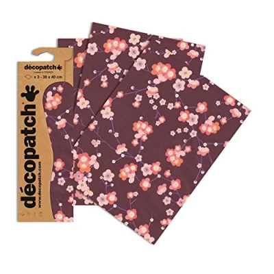 Abbildung von Decopatch Papier No. 707 (schwarz rot Kirschblüte, 395 x 298 mm) 3er Pack