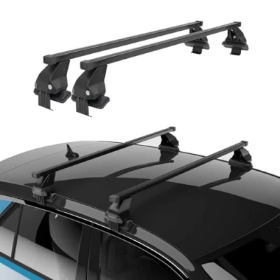Abbildung von Menabo Stahl Dachträger Gepäckträger kompatibel mit Renault Twingo 2007 2014 Schwarz