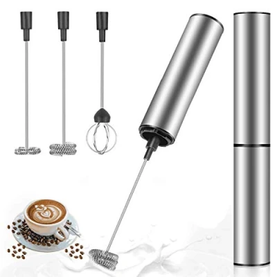 Abbildung von MOSUO Elektrischer Milchaufschäumer, wiederaufladbar, USB und Mini Handmixer mit Doppel Schneebesen, Mixer aus Edelstahl für Kaffee, Creme, Cappuccino, Latte, Cocktails, Saft