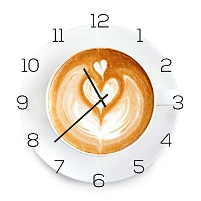 Abbildung von Levandeo® Wanduhr (Wanduhr Alu Dibond 30x30cm Uhr Alubild Küche Cappuccino Coffee)