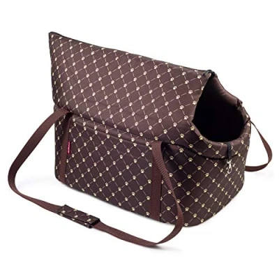 Abbildung von Hundetasche Braun/Muster: Pfoten, L bis 15 kg Tragetasche für kleinen und mittleren Hund, Welpen, Katze