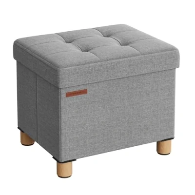 Abbildung von SONGMICS Sitzhocker mit Stauraum, kleine klappbare Sitzbank, 32 x 40 cm Fußbank, Aufbewahrungsbox, bis 300 kg belastbar, für Wohnzimmer Schlafzimmer Schlafsaal, taubengrau LSF012G12