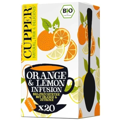 Abbildung von CUPPER Bio Früchtetee &quot;Orange &amp; Lemon Infusion&quot;, 20 ungebleichte Teebeutel, umweltfreundlich, fair gehandelt