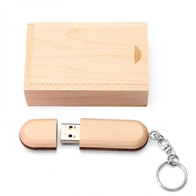 Abbildung von HOZYALE USB Stick Zweifarbig Holz 2.0 Flash Laufwerk Datenablage Speicherstick Memory mit Holzbox（64 GB,
