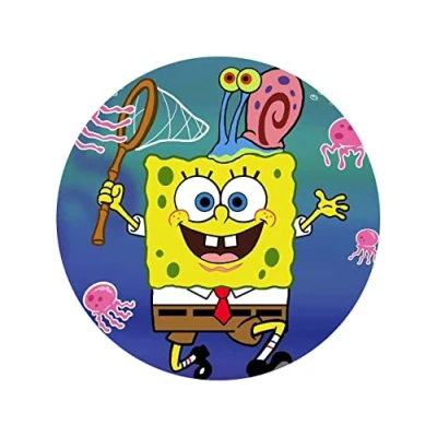 Abbildung von Tortenaufleger Spongebob und Gary, rund 20cm Fondantpapier PREMIUM