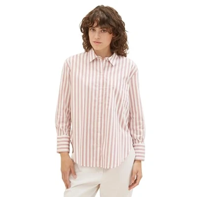 Abbildung von TOM Tailor MIT Aufgesetzter Brusttasche Hemdbluse, Damen, Größe: 38, Rose offwhite vertical stripe
