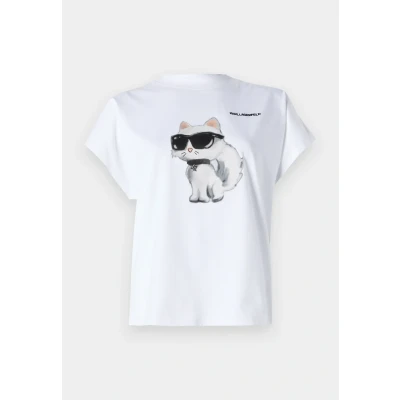 Abbildung von KARL Lagerfeld IKON Aquarelle Loose Tshirt print, Damen, Größe: Large, White