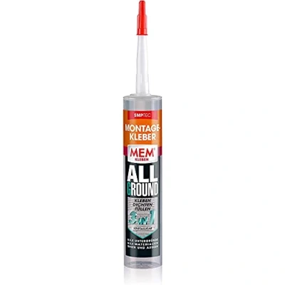 Abbildung von MEM Montage Kleber Allground 3in1, Zum Kleben, Dichten und Füllen, Kristallklar, Wasser UV beständig, Für fast alle Untergründe, Lösemittelfrei, 300 g Kartusche