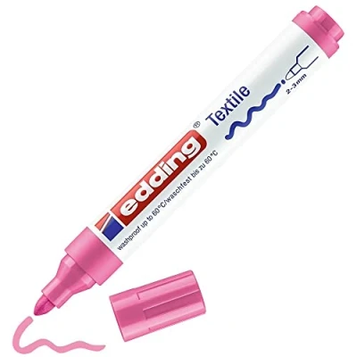 Abbildung von edding 4500 Textilmarker pink 1 Stift Rundspitze 2 3 mm Textilstifte waschmaschinenfest (60 C) zum Stoff bemalen Stoffmalstift