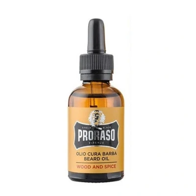 Abbildung von Proraso Beard Oil, Wood &amp; Spice, 30 ml, Bartöl mit Zedernholz Zitrus Duft, Bart Weichmacher pflegt Haut Haar und schützt das Barthaar, Made in Italy