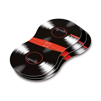 Abbildung von Dynavox Schallplatten Halter, Greifhilfe zum Auflegen und Halten von Vinyl Schallplatten, 4er Set