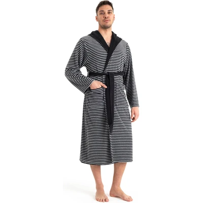 Abbildung von KangaROOS Herrenbademantel &quot;Luana, ideal für Sauna &amp; Spa, Hotelbademantel, Morgenmantel&quot;, (1 St.), Streifen Bademantel Herren, gestreift, S 4XL