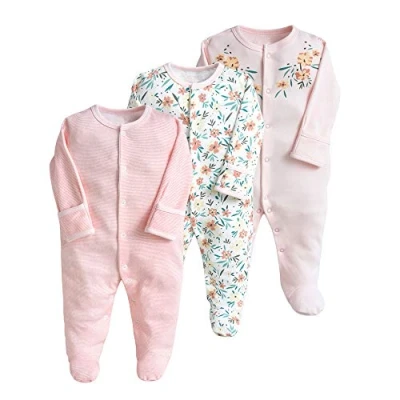 Abbildung von Minizone Baby Schlafanzug Pack of 3, Strampler Langarm Pyjamas Schlafstrampler 3 6 Monate