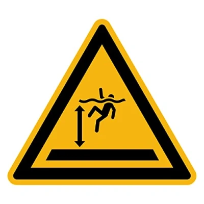 Abbildung von Aufkleber Gefahr Warnung NF ISO 7010 Selbstklebende Plastifizierte Dreiecksplatte Wasser und UV beständig Durch Tiefes 60x60 cm