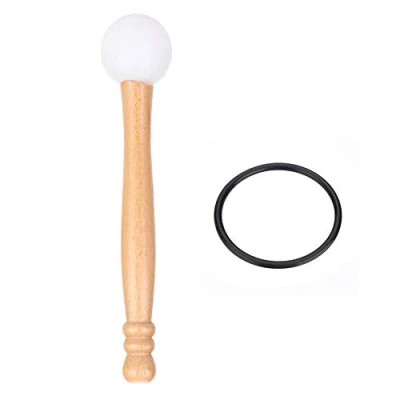 Abbildung von Dilwe Klangschale Kristall Schlägel, Rubber Head Holzgriff Mallet Stick Gummi O Ring zum Spielen der