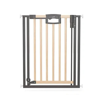 Abbildung von Geuther 2792+ Easylock Wood Plus Türschutzgitter Passung: 80, 5 cm 88,5 TÜV/GS zertifiziert Türgitter Montage ohne Bohren extra hohes Babygitter Natur/Anthrazit