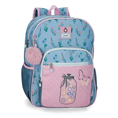 Abbildung von Enso We Love Flowers Schulrucksack, anpassbar, Rosa, 30 x 38 12 cm, Polyester, 13,68 l, anpassbar an den Trolley