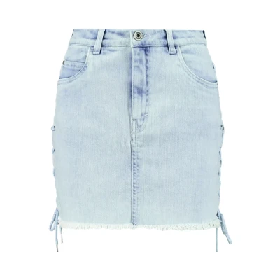 Abbildung von Urban Classics LACE UP Skirt Jeansrock, Damen, Größe: 27, Blue bleached
