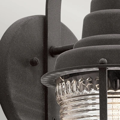 Abbildung von Elstead Lighting QN Chance Harbor S QUINTIESSE Wandleuchte E27 1x40W IP44 Zink vorbewittert, geripptes Glas klar L:22.1cm H:36.8cm B:
