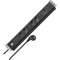 Abbildung von Brennenstuhl Premium Web Line V3, Internet Steckdosenleiste 4 Fach mit Main Follow und LAN Anschluss (3m Kabel in 19&quot;, Made Germany) schwarz